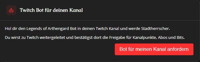 Bot für den eigenen Kanal in den Einstellungen anfordern